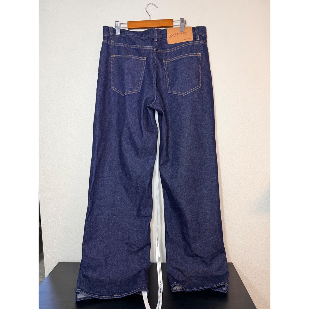 Lucy In The Sky Wide Leg Denim Jeans Indigo Blue High Waist Size 8 EU 40 - Picture 3 of 7